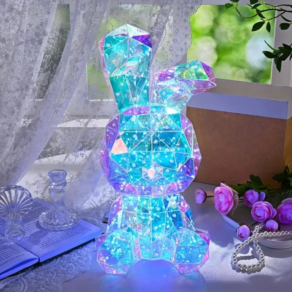 XL, LARGE Crystal Bunny Rabbit LED Night Light-Up Gift Decorative Lamp